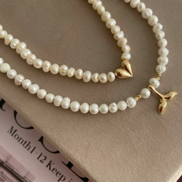 گردنبند قلب و مروارید پرورشی